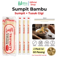 Sumpit Bambu Murah Isi 50 Pasang Free Tusuk Gigi Sumpit Trifinity Sekali Pakai Higienis Foodgrade