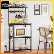 Minimalist Kitchen Microwave Oven Rack Baking Rack Storage Shelf with Power Strip 6 S-shaped Hooks M