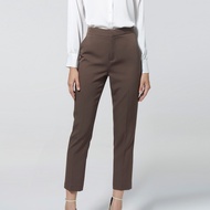 ESPADA กางเกงทรงสลิม ผู้หญิง สีน้ำตาลเข้ม | Slim Fit Trousers | 04531