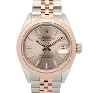 勞力士 Datejust 隨機序號腕錶，18K 玫瑰金 (PG) 不鏽鋼，女士款，銀色磨砂錶帶，279171