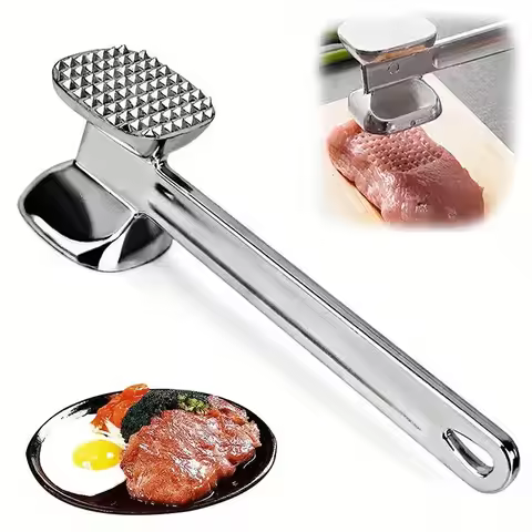 Duty Meat Mallet Stainless Steel Double-Sided Meat Tenderizer Tool for Steak Chicken Pork Fish and V