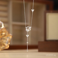 Circular Sweater Chain Simple Wholesale Elegant Niche Tassel Sweet Pure Silver Design Abao Necklace 