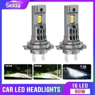 2 Pieces H7 LED Headlight Bulb 90W 18000LM Super Bright Wireless Mini Car LED Headlight Bulb with Fan White