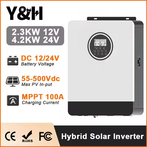 Y&H 2.3KW 4.2KW Hybrid Solar Inverter 12V 24V Battery AC230V Off Grid Inverter with MPPT 100A Solar 