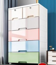 加厚收納櫃子儲物櫃65cm寬塑料整理箱家用帶輪加高抽屜式兒童衣櫃