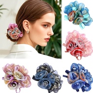 Colorful Flower Stretch Large Intestine Scrunchie, Fashionable, Elegant Women's Ponytail Headband, G