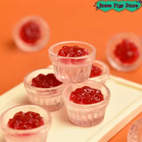 10Pcs Miniature Food Play Scene Decoration Mini Strawberry Jam Mango