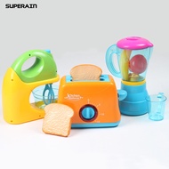 Simulation Kitchen Appliances Blender Toaster Mixer with LED Pretend Play Toy