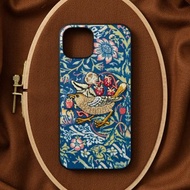 3D 刺繡智慧型手機保護殼 iPhone12 PU 皮革 William Morris 貓動物 01:NAG1348