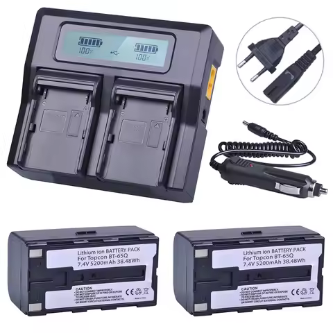 BT-65Q Battery OR LCD Charger for Topcon BT-60Q BT-61Q BT-66Q Topcon FC-200 FC-2200 FC-2500 GPT-7000