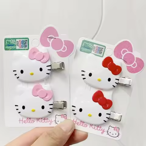 Kawaii Hello Kitty Hairpin Set: Girls’ Ornaments, Anime Cartoon Headrope/Scrunchies & Hair Circles–H