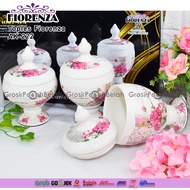 Toples Keramik Set Permen Kue Fiorenza Motif Bunga AK-222