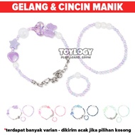 Paket Gelang Cincin Manik Mute Anak Cewek Korea Aksesoris Bracelet