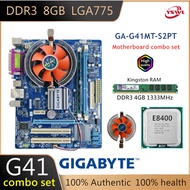 สำหรับ Gigabyte GA-G41MT-S2PT ชุดเมนบอร์ด Combo (Wiht Intel E8400เครื่องประมวลผลซีพียู + RAM DDR3 4G