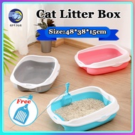 Cat Litter Box Anti Spill Semi-enclosed Open Kitten Litter Box Large Size Cat Litter Box With Scoop Big Cat Litter Tray