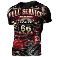 Vintage 66 Route T-shirt For Men 3d Printed Biker Motor Men's T Shirts Oversized T Shirt Route 66 Ra