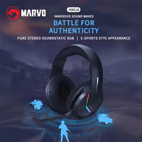MARVO H8618 Wired Esports Gaming Headphone USB 2.0 RGB Backlight Headset with Noise Cancelling Mic S