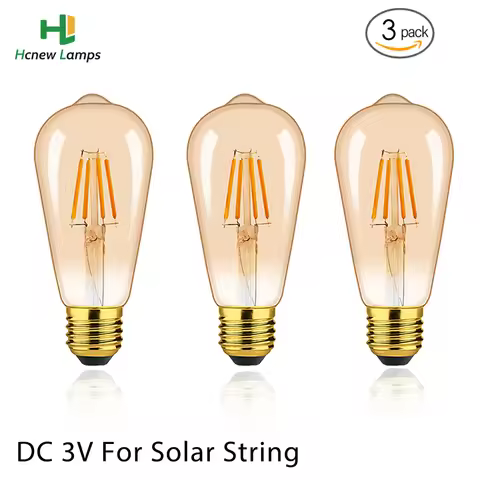 3pcs Vintage Low Voltages DC 12V T58 Amber Glass Led Bulbs 4W Edison LED Globe Bulb SW 2200K Base E2