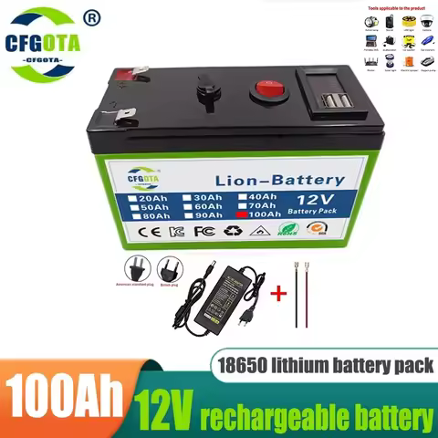 12V Battery 100Ah 18650 Lithium Battery Pack Rechargeable Battery for Solar Energy Electric Vehicle 