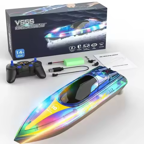 V555 2.4GHz Lighting Racing RC Boat 15KM/H With Transparent Cover & Bright LED Light Effect For Pool