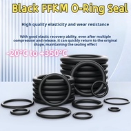 Black FFKM perfluoroether O-ring seal resistant to high temperatures up to 300°C and solvent corrosi