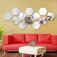 12 Acrylic Decorative Hexagonal Mirror Wall Sticker Bedroom, Living Room, Porch, Home Decoration, Wall Sticker