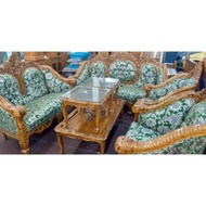 Set sofa jati ganesa king green fabric