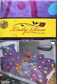 Sprei Single size 120x200 merk Lady Rose_Butterfly Purple