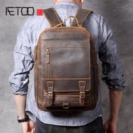 Tas Ransel Pria Sederhana / Tas Ransel Retro KULIT Asli / Ransel Kulit Garut Original