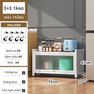 GSlife 70&80cm Kệ Nhà Bếp Đa Năng Có Tủ-Kệ Để Đồ Tấm Thép Carbon Tủ đựng đồ nhà bếp có bánh xe Chống
