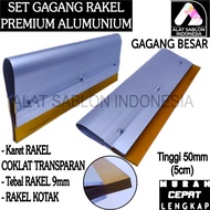 LARGE ALUMINUM SQUEEZER HANDLE SET BROWN RUBBER TRANSPARENT SQUARE 9MM LENGTH 30CM TO 40CM