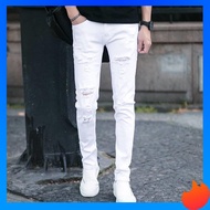 seluar jeans lelaki koyak celana jeans lelaki Remaja musim panas nipis seluar jeans hitam kaki langs