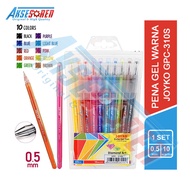 Aksesoren Pulpen Warna Warni Joyko Diamond Art GPC-310S 10 Warna / Color Pen 0.5mm 1 Pak / Bolpoin G