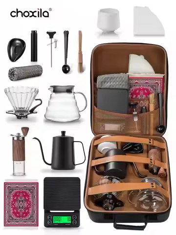 7/9/15pcs Choxila Pour Over Coffee Set Coffee Maker Kit, Portable V02 Hand Brew Drip Set With Tool C