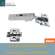 Kitchen Cabinet Furniture Soft Close Conceal Door Hinge Heavy Duty Full Overlay Blum 75B1550 NI ∡107