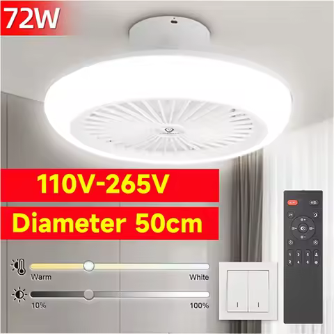 72W Ceiling Fan Ceiling Light 85-265V Ceiling Fans with Light and Remote 3 Colors Dimmable Ceiling L