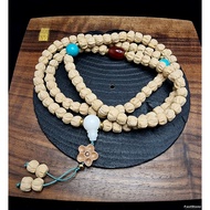 108 Lotus Cacumen Bodhi Seed Turquoise Red Agate Blessed Tibetan Prayer Beads Necklace 7.5mm P222