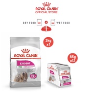 [เซตคู่สุดคุ้ม] Royal Canin Mini Exigent 3kg + [ยกกล่อง 12 ซอง] Royal Canin Exigent Pouch Loaf อาหาร