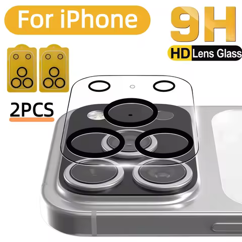 2Pcs For iPhone 17 Air 16e 16 15 14 13 12 11 Pro Max Plus Mini Mobile Rear Camera With Tempered Glas
