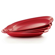 Tupperware Brand- Tupperware (4)Red Plates SET OF  4 tupperware pinggan 【4pinggan /set】红色盘子4个一套