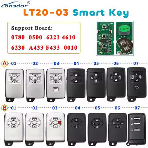 Lonsdor LT20-03 Universal LT20 Smart Key PCB 8A+4D 5 Buttons For Toyota & Lexus Support K518 & K518I