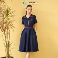 [15 - 17.10| VOUCHER 10-12%] Đầm nữ dáng A cổ sơ mi phối dây viền thời trang GUMAC DF10070