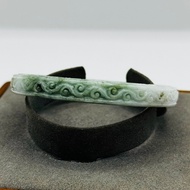 Carved Jade Bracelet Emperor Shape Tapered Ring Vine Hook Size 57.7 Mm E753