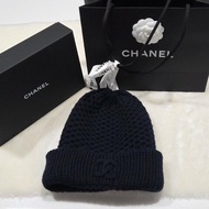 議價就賣, Chanel香奈兒經典雙C logo藏藍黑喀什米爾羊絨毛帽/ 冷帽/ 保暖帽/ 針織帽/ 泰迪熊帽厚度
