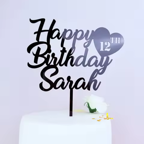Custom Name 25th 30th 40th 50th Anniversary Decoration Gift Personalized Birthday Cake Topper Happy 