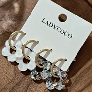 2 Pairs Fashionable Cute Acrylic 5-Petal Pendant Earrings, Suitable For Women, Date, Party, Gift, Cl