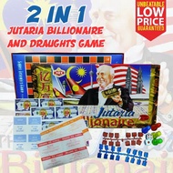 2 in 1 Jutaria Billionaire and Draughts Board Game Classic Fun Challenge Family Friend/Papan Permain