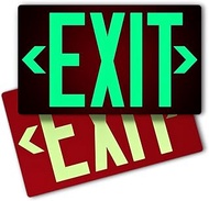 Photoluminescent Exit Sign Aluminum - Adhesive Backing Glow In The Dark - Removeble Arrows Included