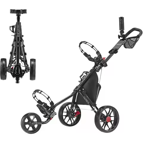 Lightweight 3-Wheel Foldable Golf Bag Cart with Aluminum Frame and EVA Wheels