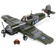 Spitfire Fighter Military WW2 Plane Building Set - with Sliding Features, Compatible with Lego Plane